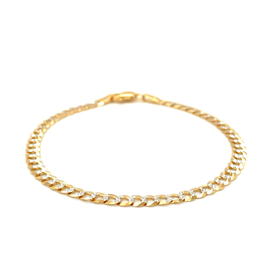 Brand New 14k Two Tone Gold Pave Curb Bracelet (3.60 mm)