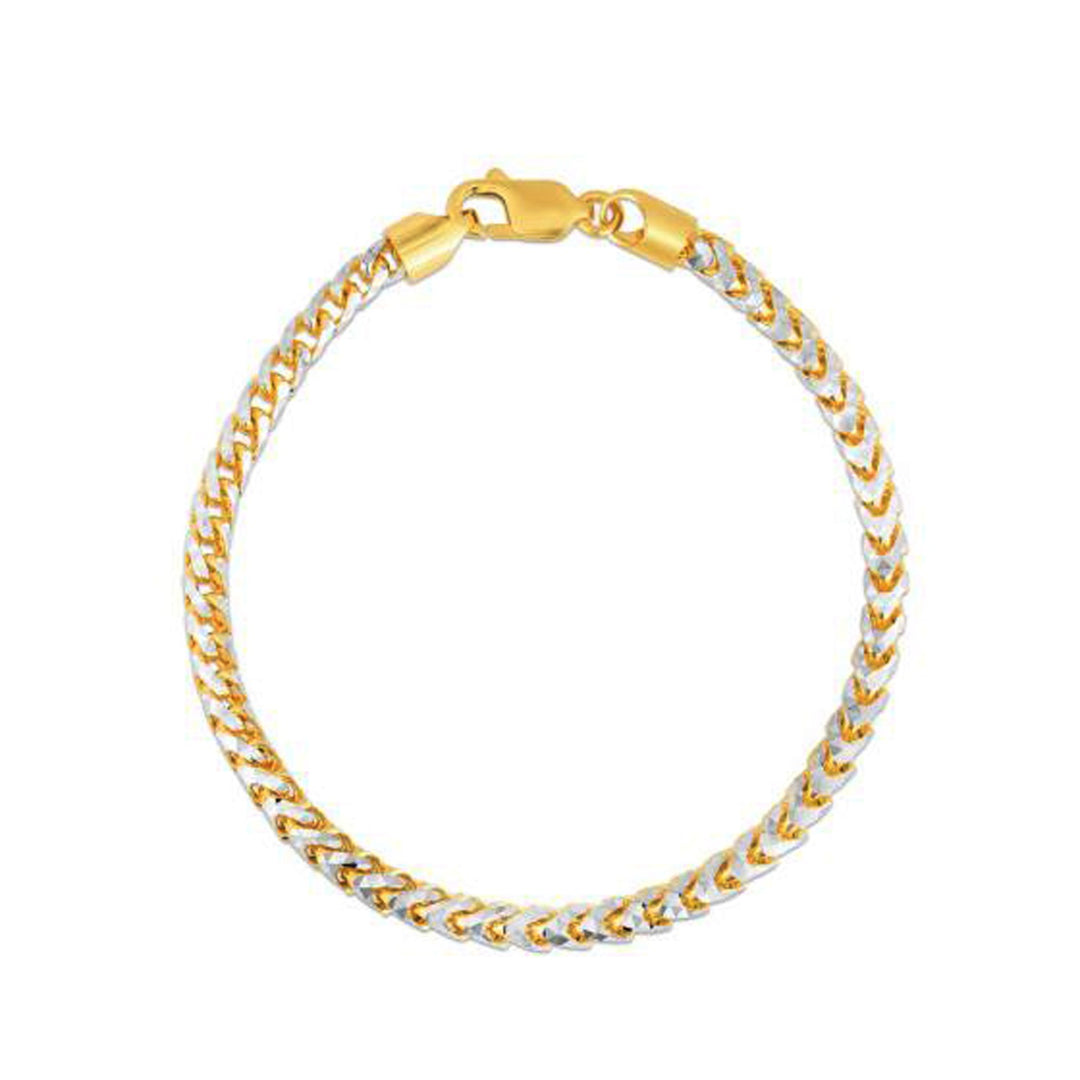 Round Pave Franco Chain Bracelet in 14k Yellow Gold  (4.00 mm)