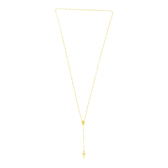 Brand New 14k Yellow Gold Rosary Necklace