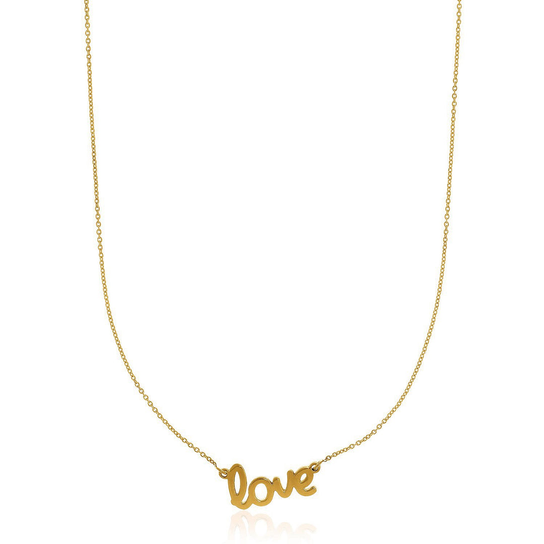 Brand New 14k Yellow Gold Script LOVE Necklace