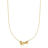 Brand New 14k Yellow Gold Script LOVE Necklace