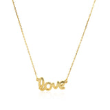 Brand New 14k Yellow Gold Script LOVE Necklace