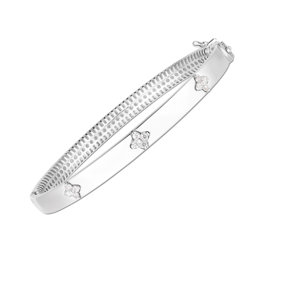 Brand New 14k White Gold Trilogy Diamond Bangle (5.40 mm)