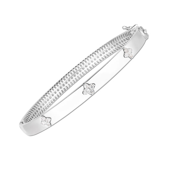 Brand New 14k White Gold Trilogy Diamond Bangle (5.40 mm)