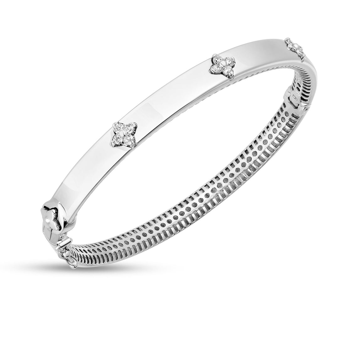 Brand New 14k White Gold Trilogy Diamond Bangle (5.40 mm)