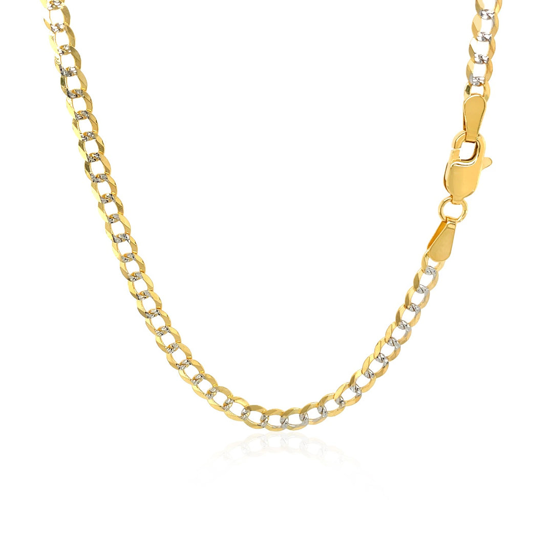 Brand New 14k Two Tone Gold Pave Curb Chain (3.20 mm)