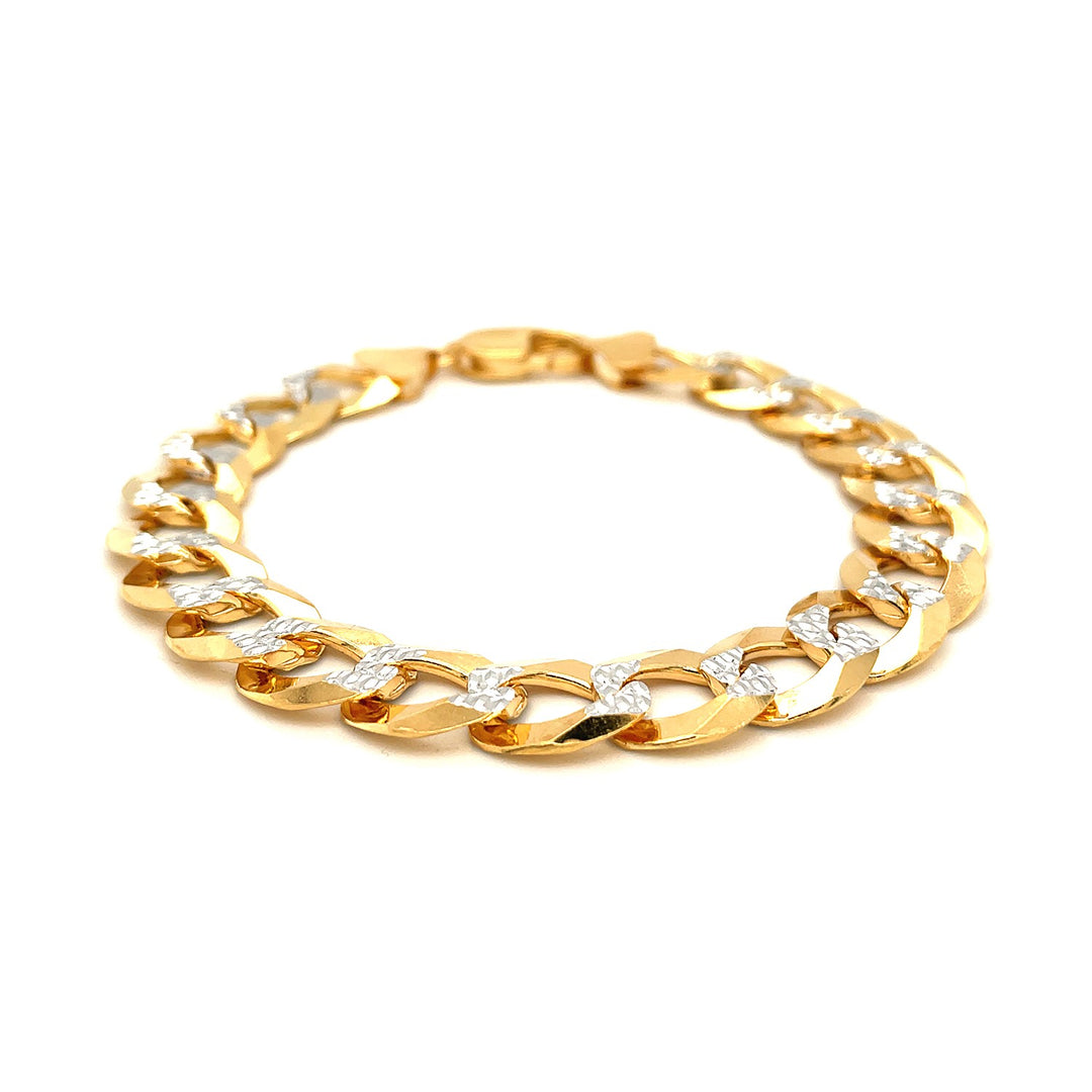 Brand New 14k Two Tone Gold Pave Curb Bracelet (12.18 mm)