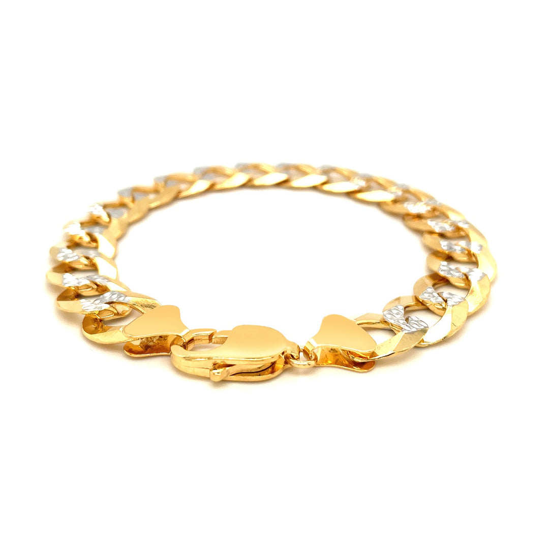 Brand New 14k Two Tone Gold Pave Curb Bracelet (12.18 mm)