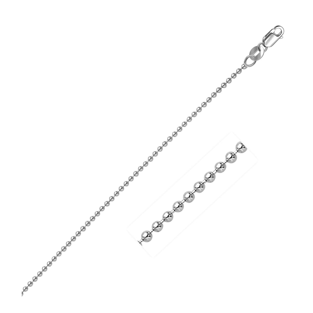 Brand New 14k White Gold Bead Chain 1.5mm (1.50 mm)