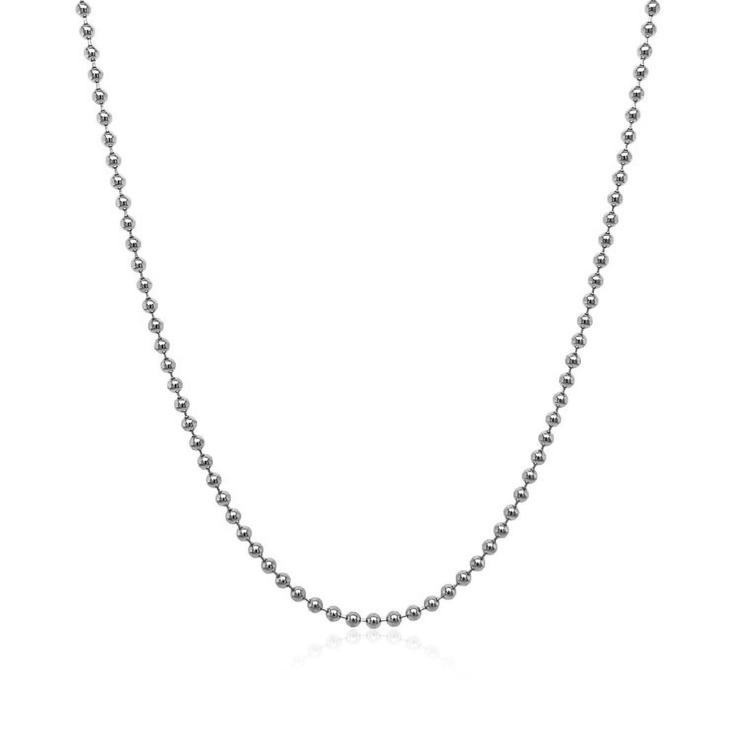 Brand New 14k White Gold Bead Chain 1.5mm (1.50 mm)