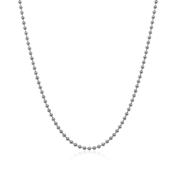 Brand New 14k White Gold Bead Chain 1.5mm (1.50 mm)