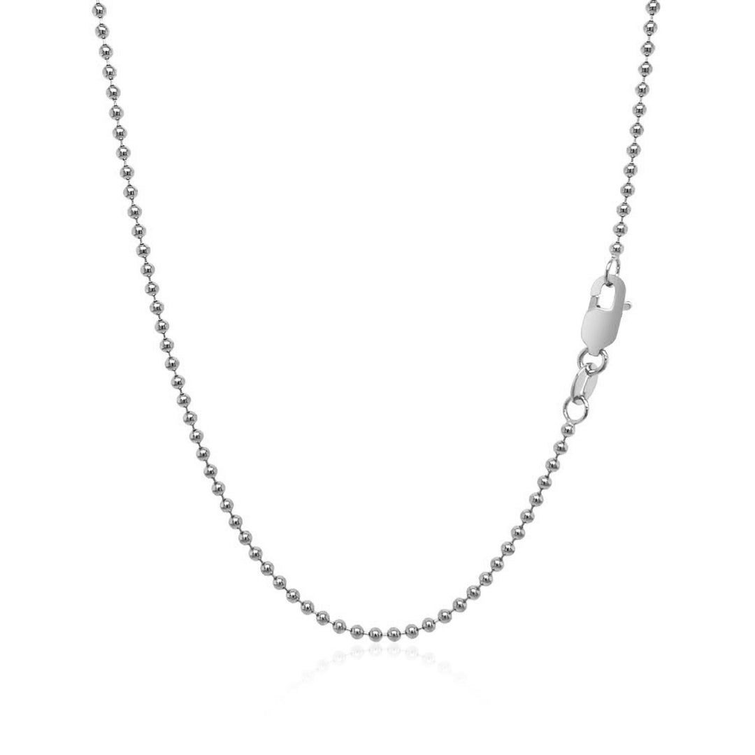 Brand New 14k White Gold Bead Chain 1.5mm (1.50 mm)