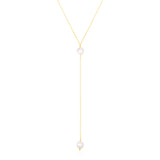 Brand New 14k Yellow Gold Lariat Necklace with Pearls