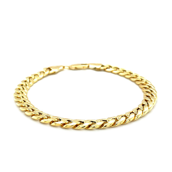 Brand New 14k Yellow Gold Miami Cuban Semi Solid Bracelet (7.00 mm)