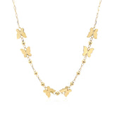 Brand New 14k Yellow Gold 18 inch Necklace with Polished Butterflies and Beads