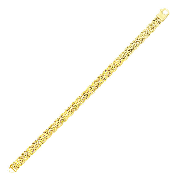 Brand New 14k Yellow Gold Byzantine Style Chain Bracelet (7.20 mm)