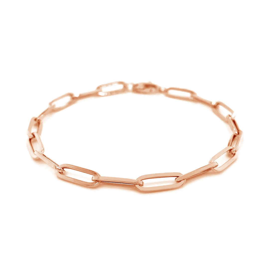 Brand New 14K Rose Gold Bold Paperclip Chain Bracelet (4.20 mm)