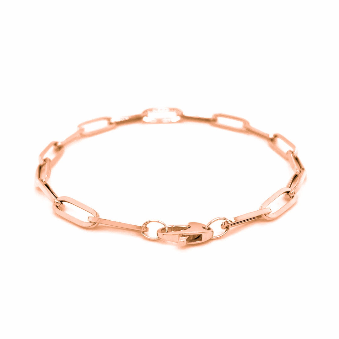 Brand New 14K Rose Gold Bold Paperclip Chain Bracelet (4.20 mm)