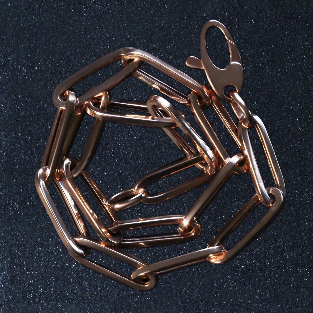 Brand New 14K Rose Gold Bold Paperclip Chain Bracelet (4.20 mm)