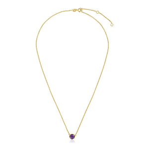 Brand New 14k Yellow Gold 17 inch Necklace with Round Amethyst