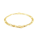 Brand New 14k Yellow Gold 7 inch Figaro Chain Bracelet with Heart (4.50 mm)