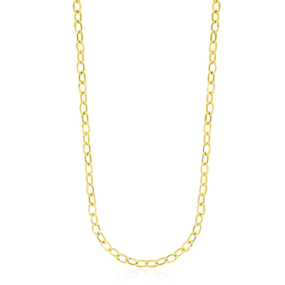 Brand New 14k Yellow Gold Cable Chain Style Polished Necklace