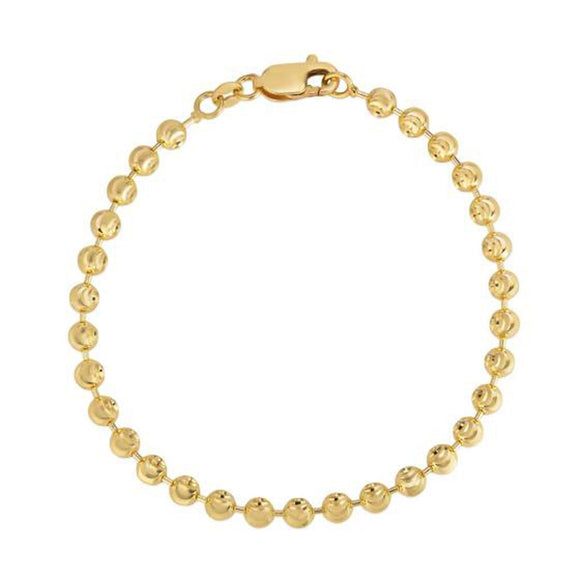 Brand New Moon Cut Bead Chain Bracelet in 14k Yellow Gold  (4.00 mm)