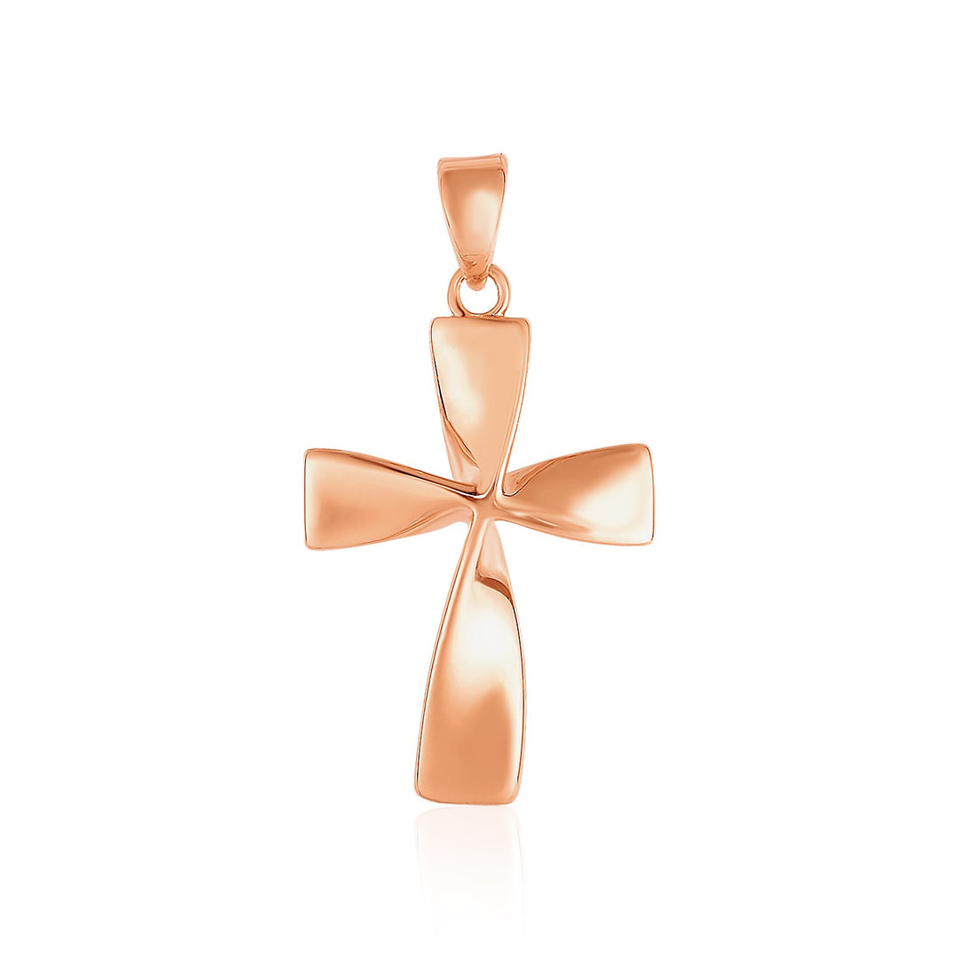 Brand New Flat Twisted Cross Pendant in 14k Rose Gold