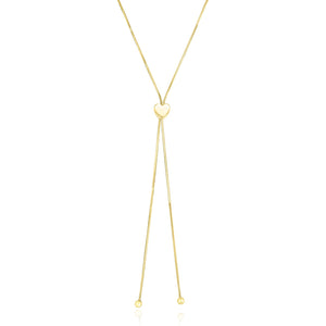 Brand New 14k Yellow Gold Adjustable Heart Style Lariat Necklace