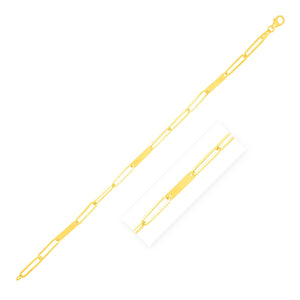 Brand New 14k Yellow Gold Alternating Paperclip Chain Link and Gold Bar Bracelet (3.60 mm)