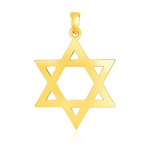 Brand New 14k Yellow Gold Polished Star of David Pendant