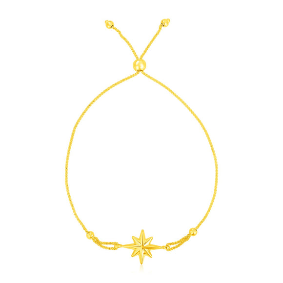 Brand New 14k Yellow Gold Adjustable Bracelet with Star