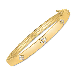 Brand New 14k Yellow Gold Trilogy Diamond Bangle (5.40 mm)