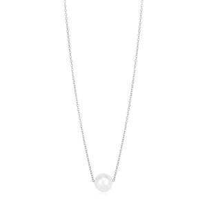 Brand New 14k White Gold Pearl Solitaire Necklace