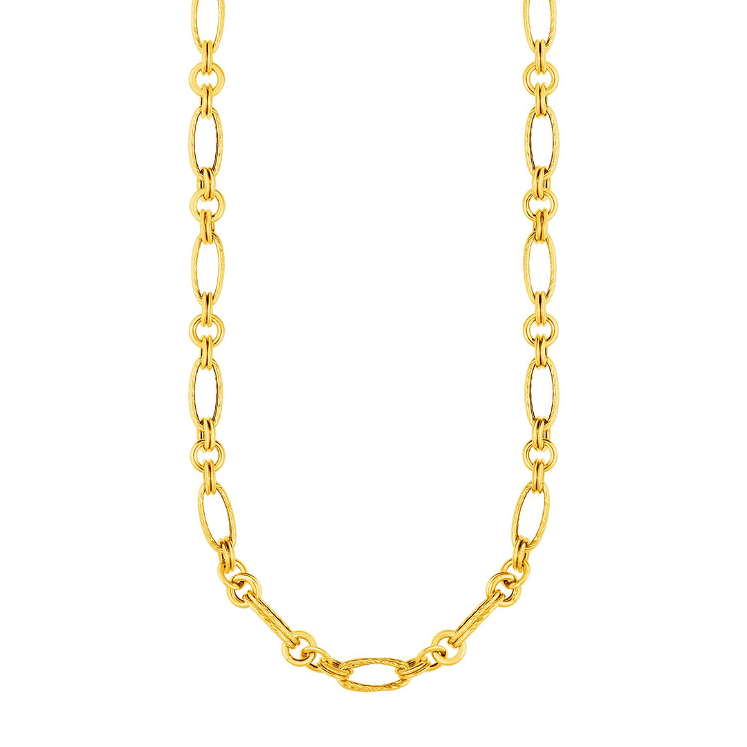 Brand New 14k Yellow Gold Twisted and Polished Link Necklace