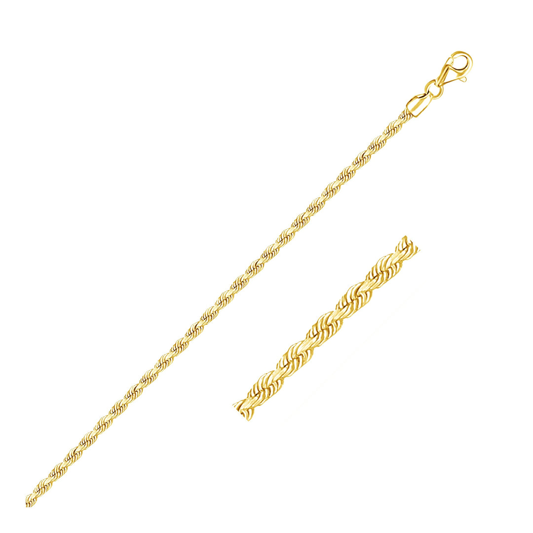 Brand New 10k Yellow Gold Solid Diamond Cut Rope Bracelet (2.50 mm)