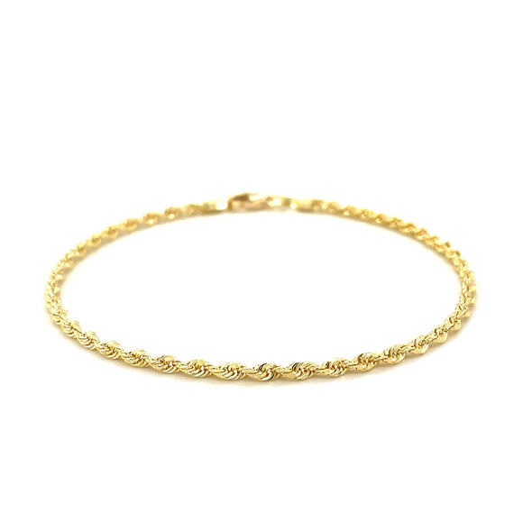 Brand New 10k Yellow Gold Solid Diamond Cut Rope Bracelet (2.50 mm)