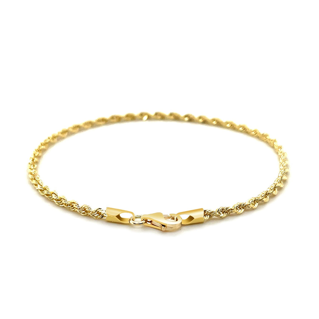 Brand New 10k Yellow Gold Solid Diamond Cut Rope Bracelet (2.50 mm)