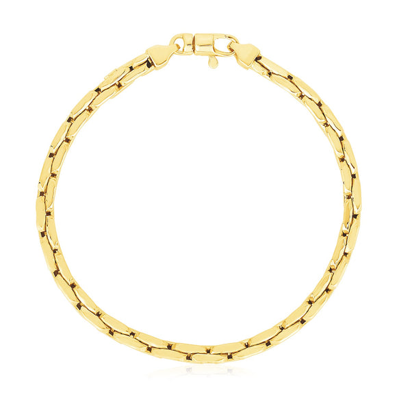 Brand New 14k Yellow Gold High Polish Compressed Cable Link Bracelet (4.50 mm)