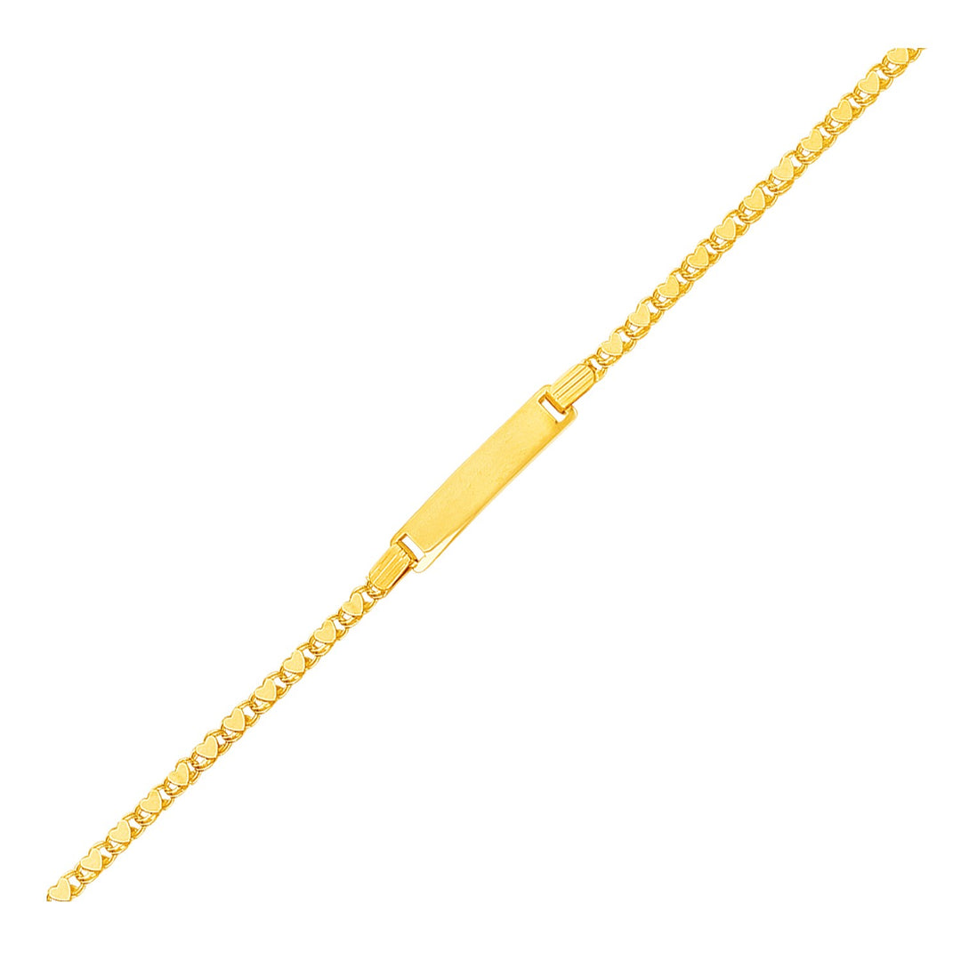 Brand New 14k Yellow Gold Childrens Heart Link ID Bracelet