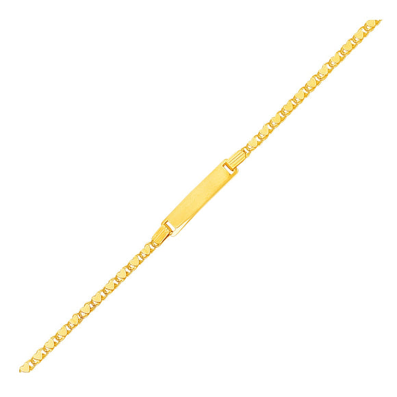 Brand New 14k Yellow Gold Childrens Heart Link ID Bracelet