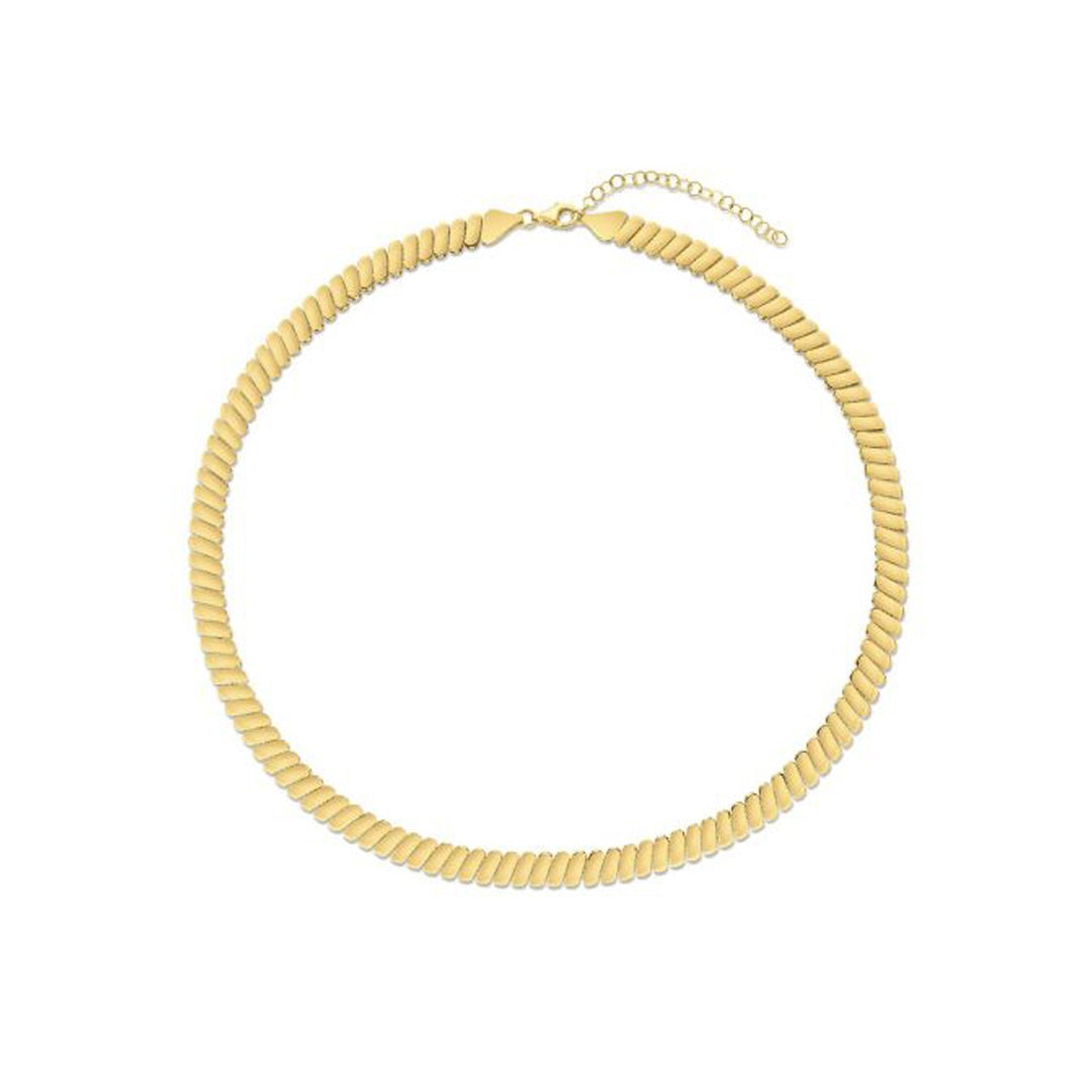 Brand New 14k Yellow Gold Rib Link Necklace