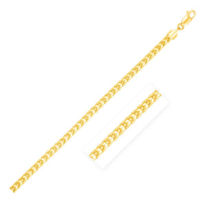 Brand New 14k Yellow Gold Solid Diamond Cut Round Franco Bracelet (4.60 mm)