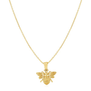 Brand New 14K Yellow Gold Bee Necklace