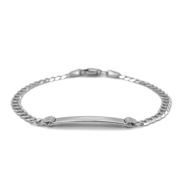 Brand New 14k White Gold Curb Link Chain Polished Childrens ID Bracelet (3.00 mm)