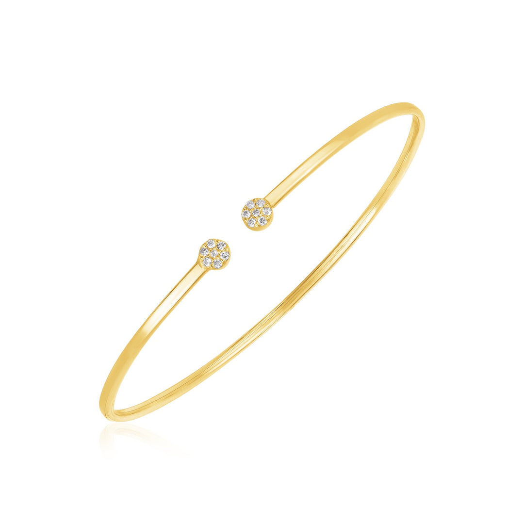 Brand New 14k Yellow Gold High Polish Diamond Cluster Bangle (2.00 mm)