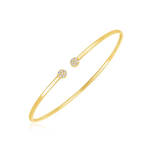 Brand New 14k Yellow Gold High Polish Diamond Cluster Bangle (2.00 mm)