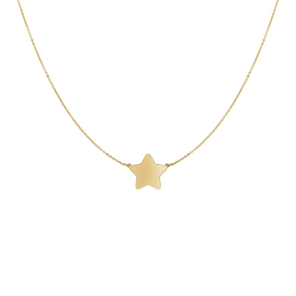 Brand New 14k Yellow Gold Necklace with Five Pointed Star