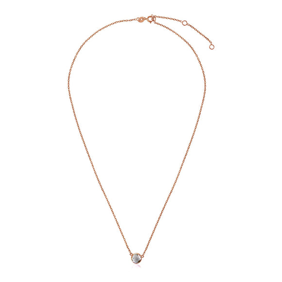 Brand New 14k Rose Gold 17 inch Necklace with Round White Topaz