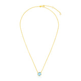 Brand New 14k Yellow Gold 17 inch Necklace with Cushion Blue Topaz